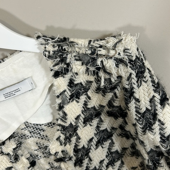 IRO Hope Houndstooth Blazer Wool Blend Lined Long Sleeve Jacket Black White US 8 - Picture 6 of 15